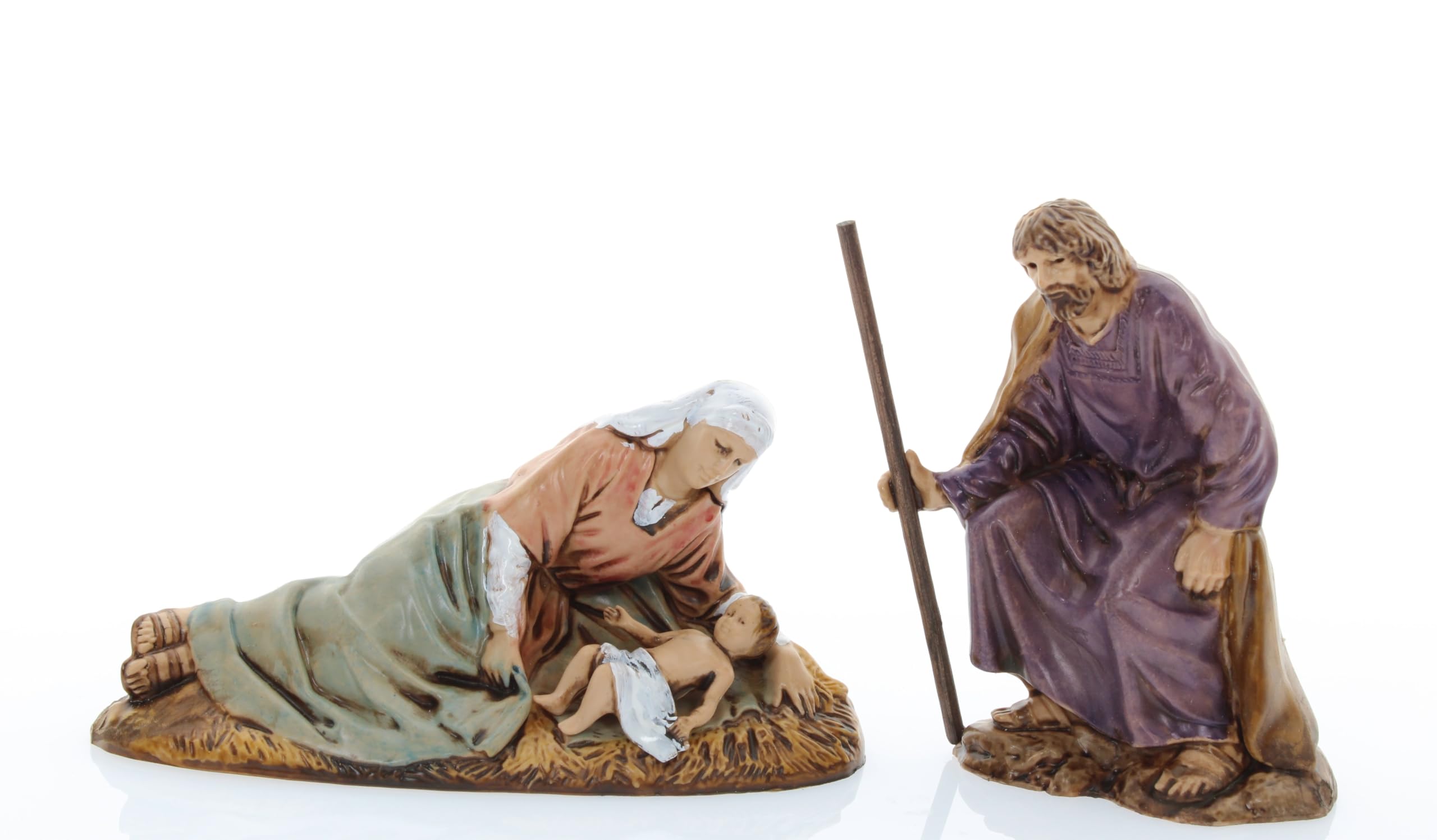 Moranduzzo Nativity 3 Figures Reclining Madonna for Nativity Scene of 4 Inch Scale 1:20-Unbreakable Figures-18th Century Style, Hand-finished Painting,Official Product,Made in Italy, Sculptor M. Landi