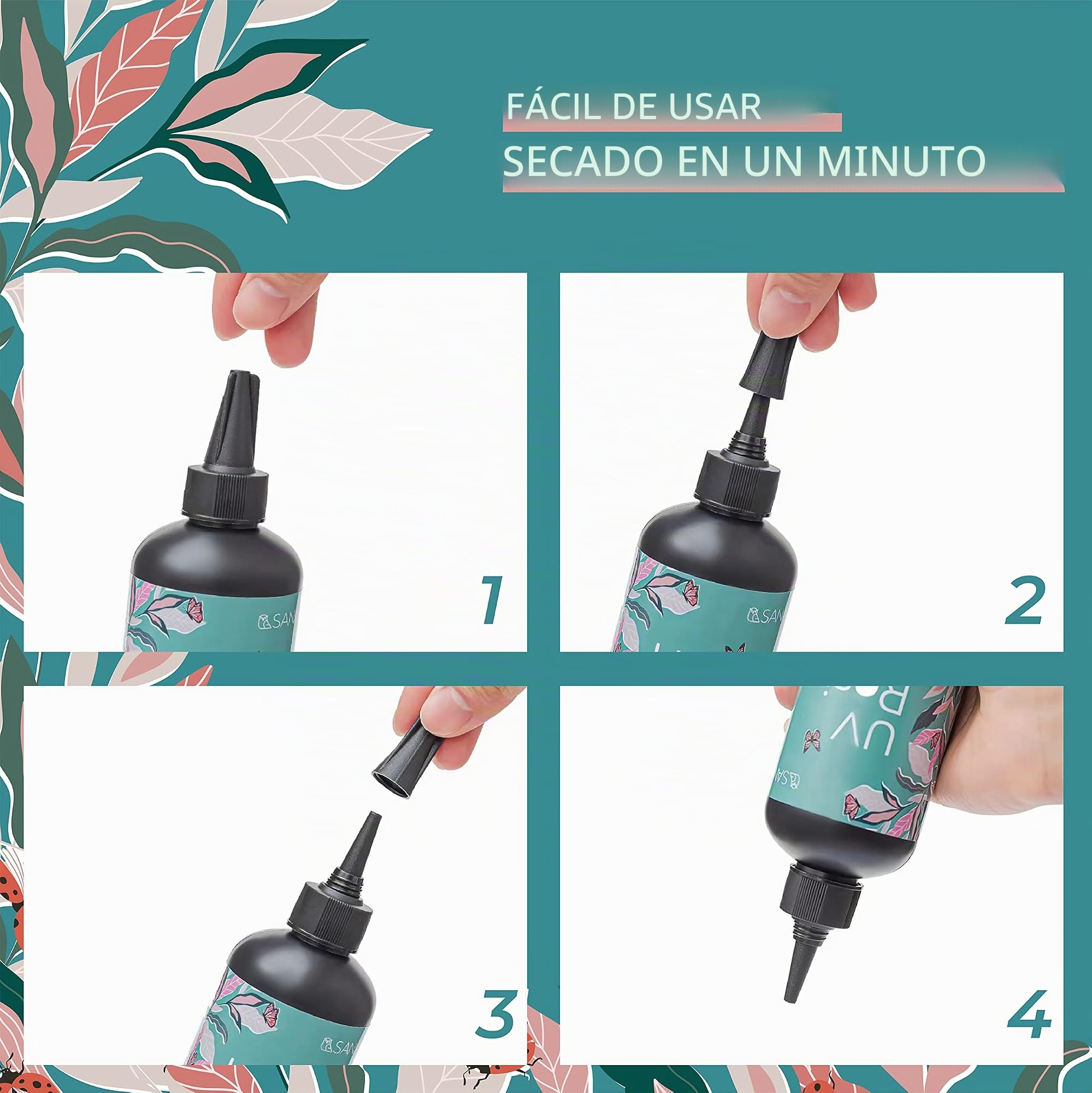 Resina UV 200g Curado de un minuto Tipo duro transparente Resina UV de curado rápido para sello, vaso, pluma, fabricación de joyas de colgantes de aretes DIY