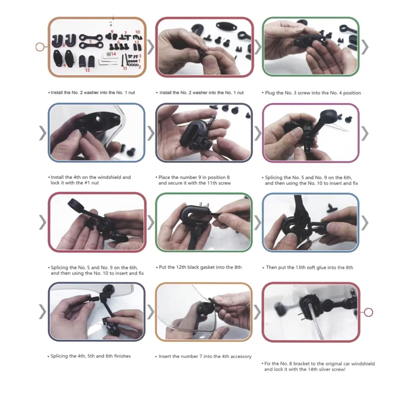 Moto Pare Brise Extension Pare Brise Moto Déflecteur Pare Brise À Pince Réglable pour R1200GS pour R1250GS pour CRF1000L pour CRF1100L pour ADV Déflecteur Vent Moto(Big Black)
