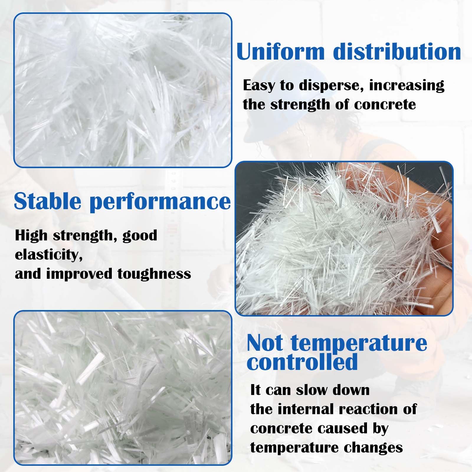 Fibre de Verre Haute qualité 2,2 LB pour béton, Ciment, époxy et mortier Renforcement, résistance à la Chalet à la Corrosion, idéale pour Applications DIY et Professionnelles