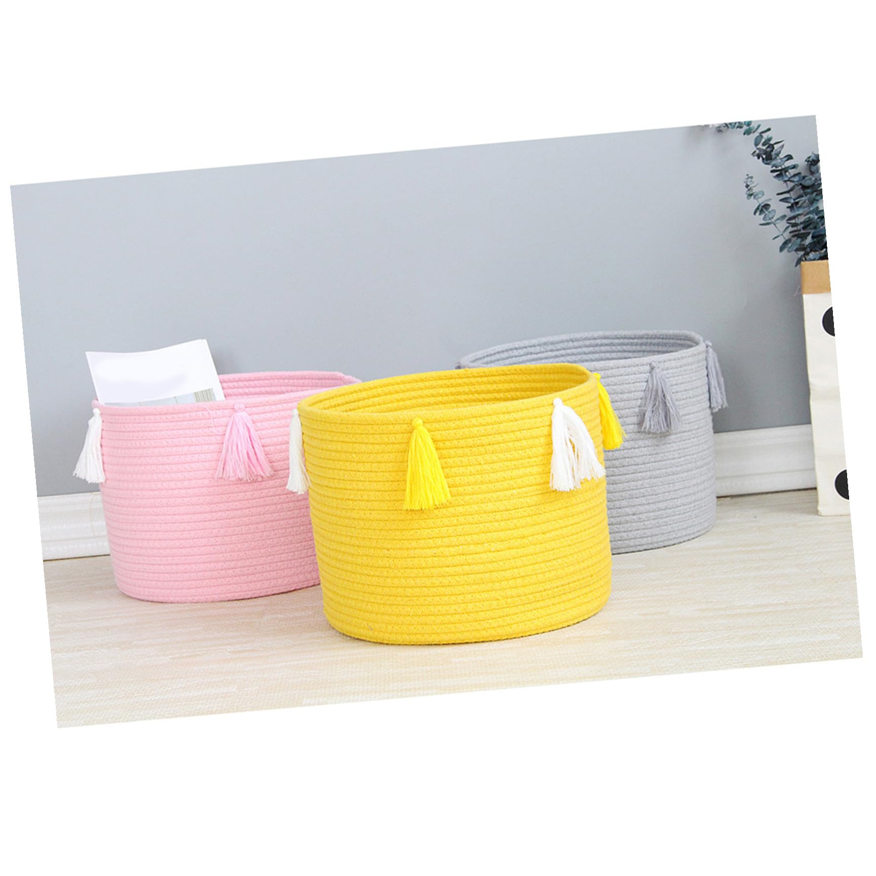 Cesta de Almacenamiento de Cuerda de Algodón Multiusos Diseño Trenzado y Apariencia Elegante para Guardar Artículos Diversos Hogar