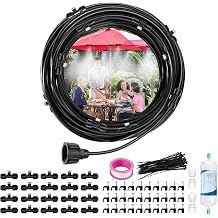 Spray Mist Cooling System 18 m with 20 Nozzles Patio Mist System for Garden and Greenhouse Includes Water Filter Outdoor Misting