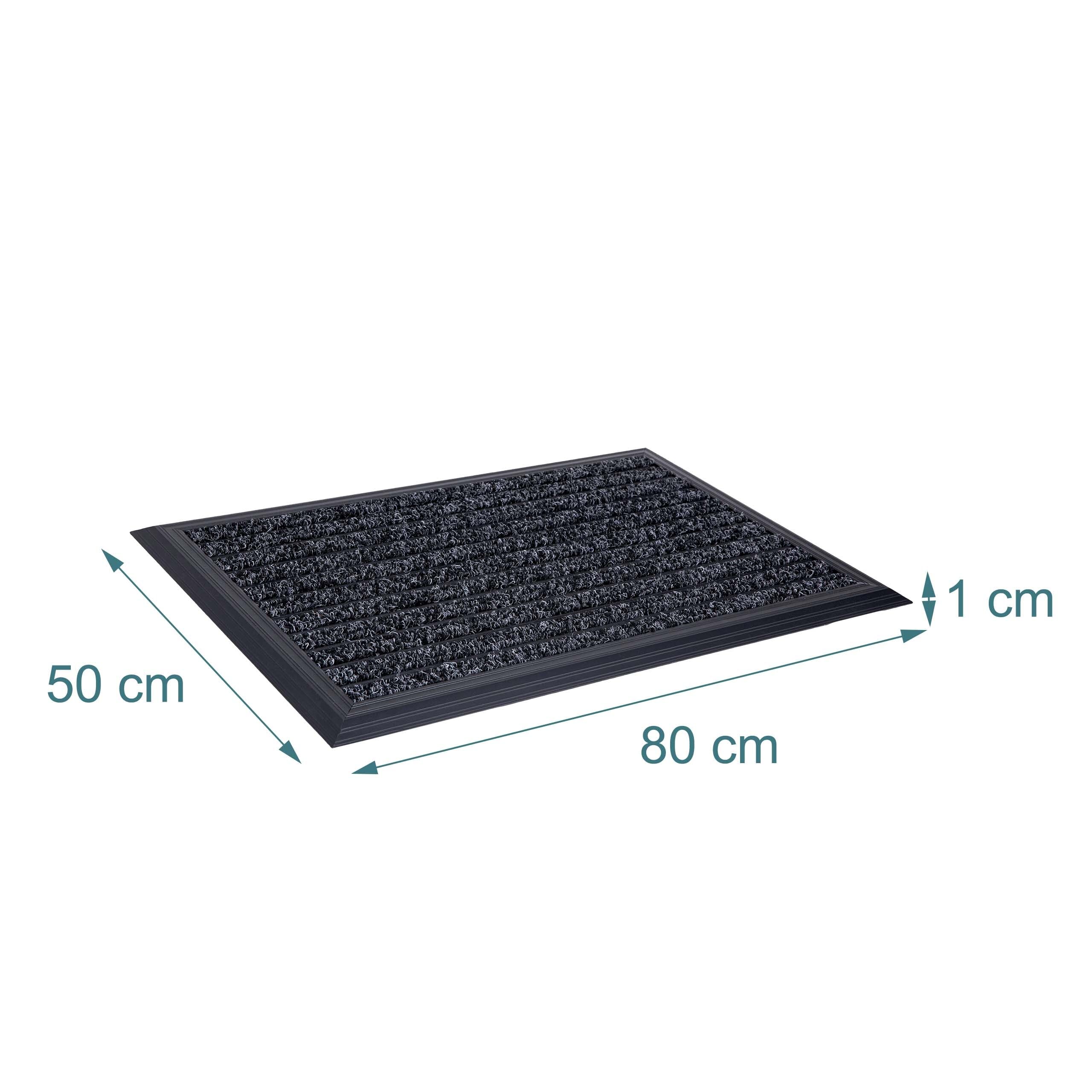 Relaxdays Felpudo, 80 x 50 cm, Aluminio, Resistente a la Intemperie, Antideslizante, Interior y Exterior, Negro