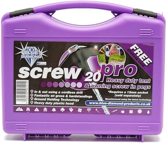 Blue Diamond Screw Tent Pegs - 20 pack, Purple, One Size