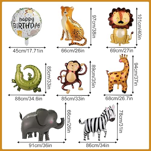 Miniatura 2 de 10 globos de animales de safari de la selva, globos gigantes de safari con estampado de animales, globos de fiesta temática de animales para fiestas