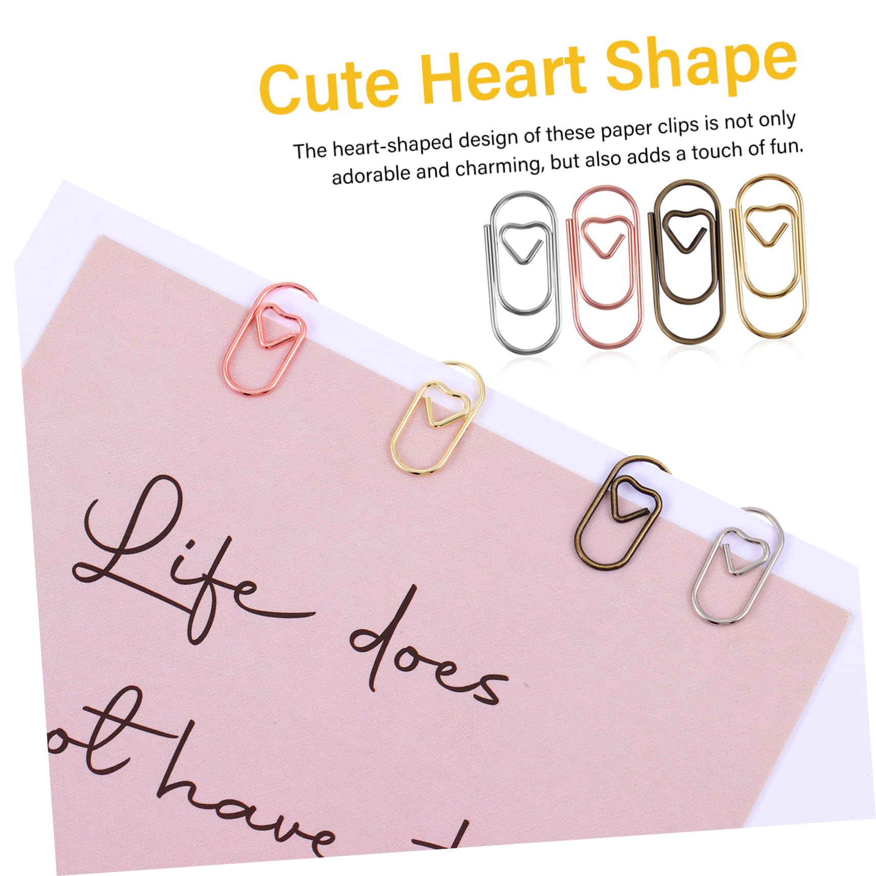 Uonlytech 5 Set Mini Love Paper Clip A Forma Di Colorato Mini Graffette A Cuore Minuscolo Mini Clip Di Carta Graffette Standard Graffetta Per Fogli Misurare Guidato Metallo 200 Pezzi * 5