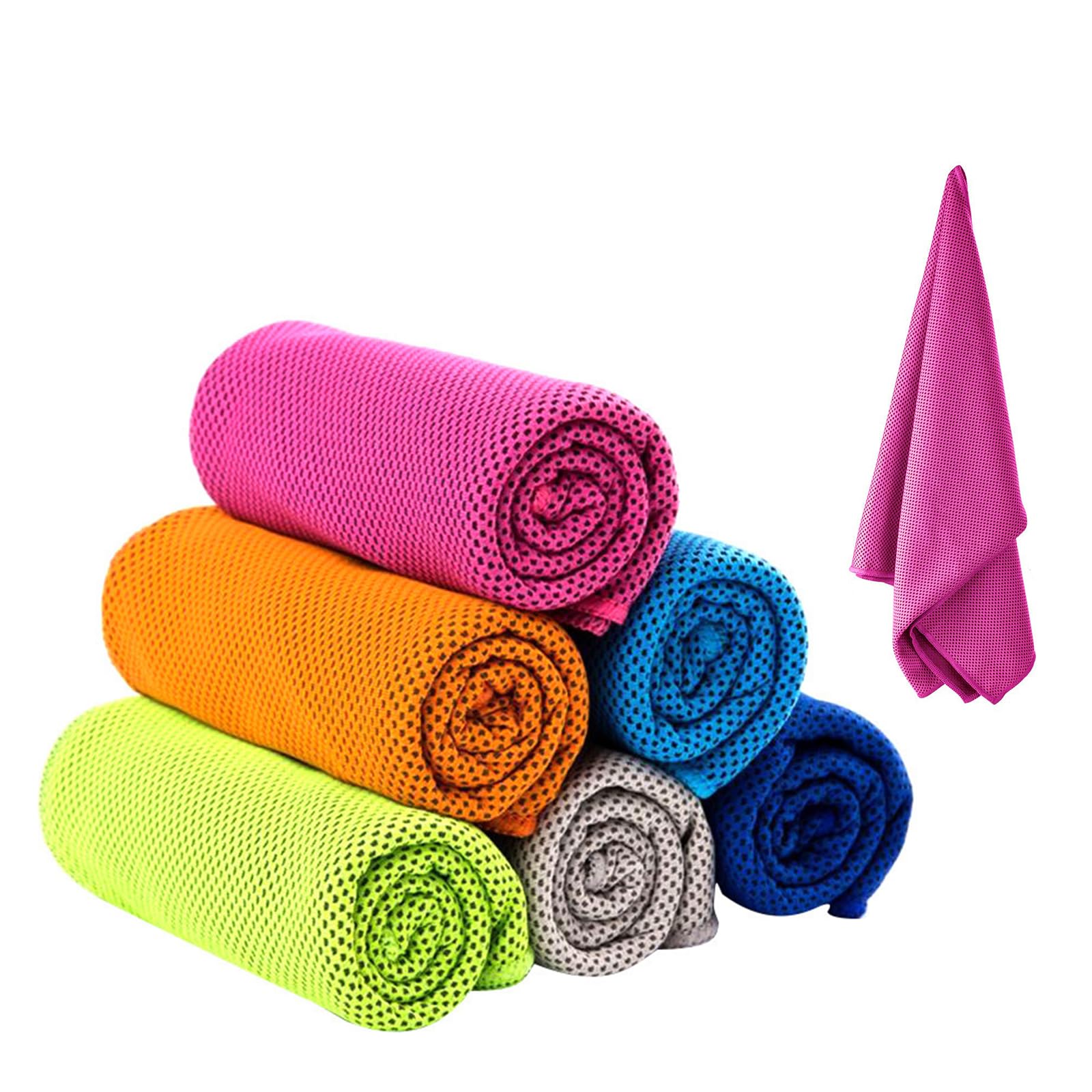 Quorlis Gym Towel – 6 Pack Cooling Towels for Sports & Travel, Quick-Dry Sweat Towel for Neck, Yoga, Running, Golf, Outdoor Workouts, Hiking, Fitness, Camping & Hot Weather Relief