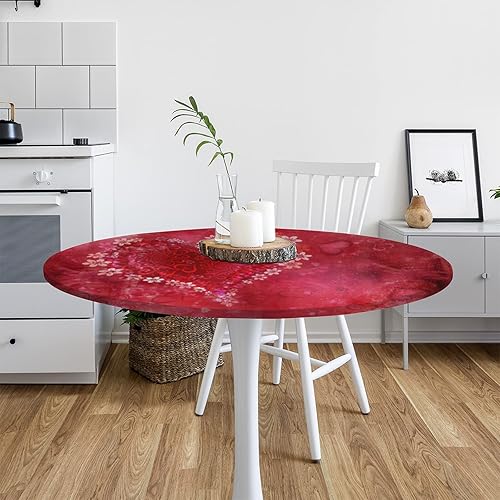 Vista 294 de cfpolar Mantel redondo ajustable de verano, hojas de palma tropical, borde elástico, mantel redondo lavable para uso en interiores y exteriores, se