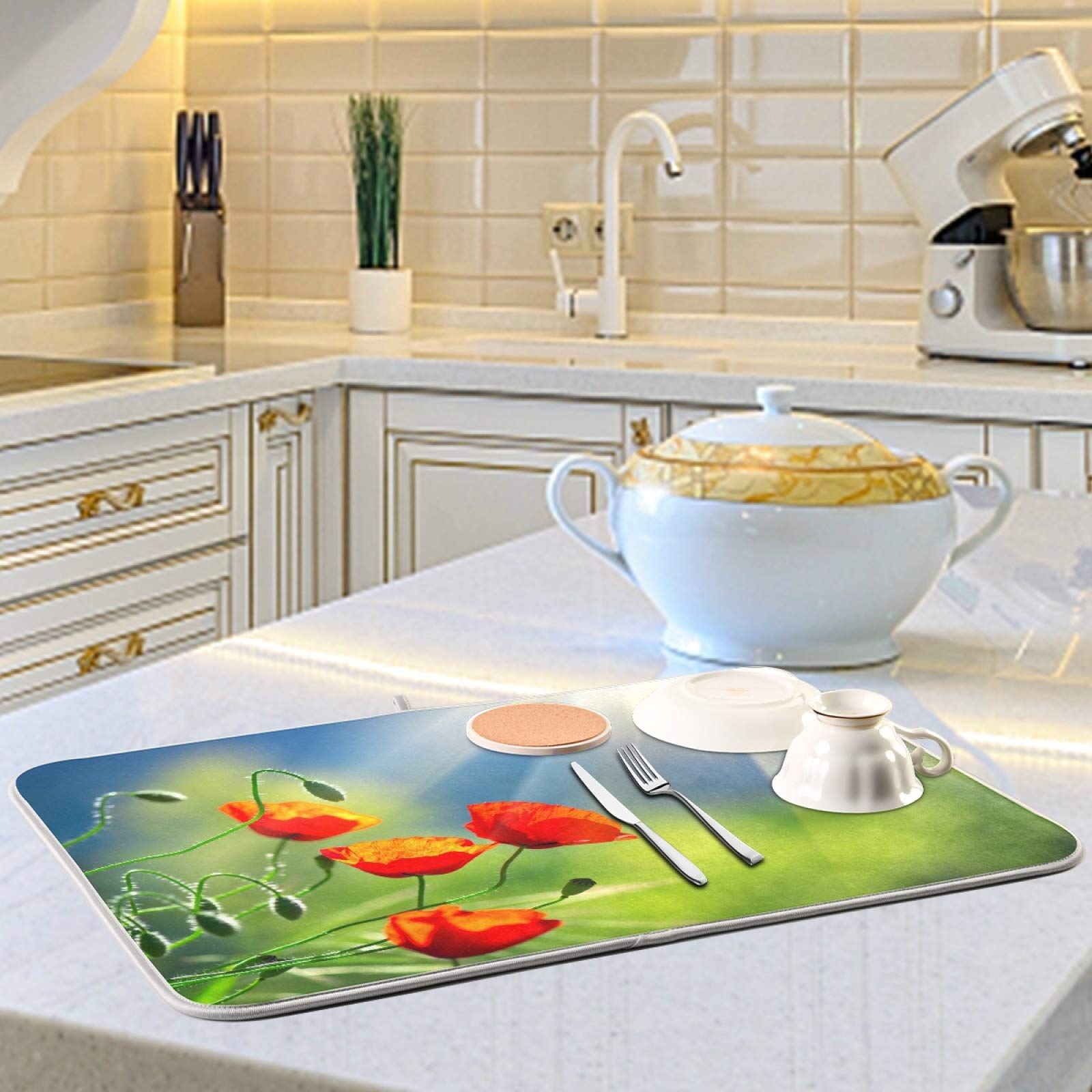 4 Tappetini Scolapiatti Assorbenti In Microfibra Per Cucina – 45x61 Cm – Grigio, Lavabili, Multiuso Per Piatti E Superfici