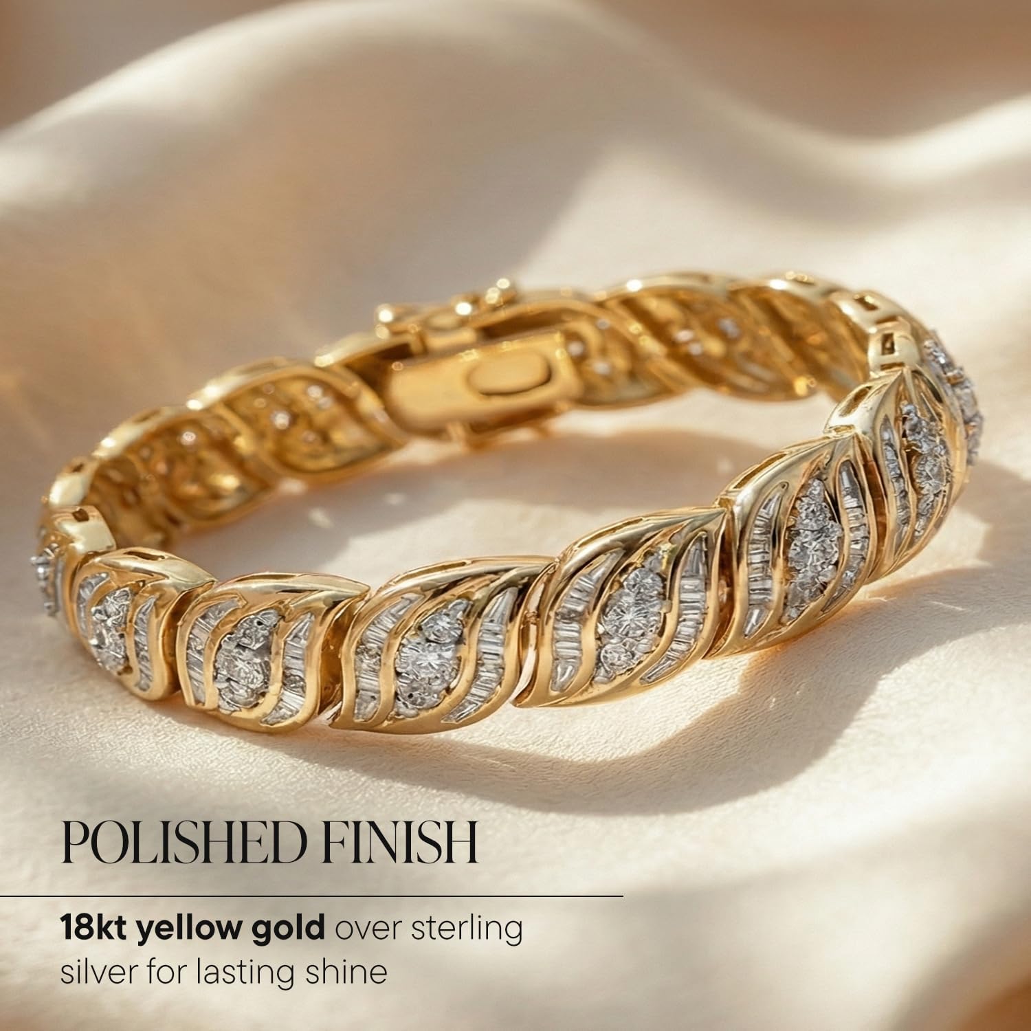 Ross-Simons Diamond Bracelet in 18kt Gold Over Sterling Silver, Elegant Bracelet for Women, Diamond & Gold Jewelry, Christmas, Birthday Gift