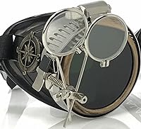 Vista 20 de UMBRELLALABORATORY Gafas de estilo victoriano Steampunk con diseño de brújula y lupa ocular, gafas para rave A.clear