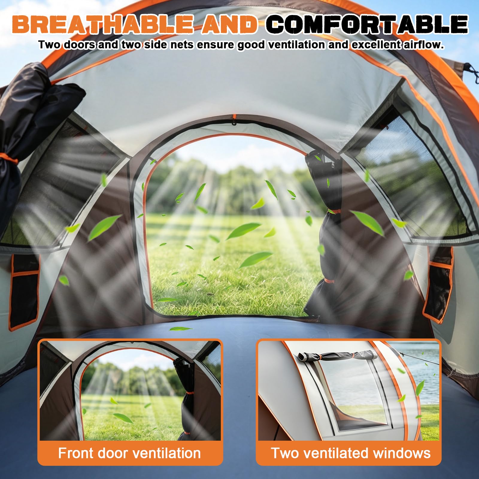 Camping Zelt, Pop Up Zelt 4-5 Personen, Automatisches Aufstellzelt in 3 Sekunden, Wurfzelte Wasserdicht Sonnenschutz, Familie Zelt, Tragbares Leichtes Kuppelzelt für Outdoor Camping