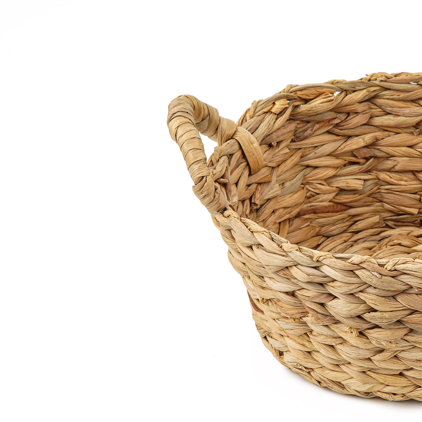 ECHTWERK Corbeille de rangement en jacinthe d'eau, Ronde, 30 x 24 x 16 cm, coloris naturel, panier tressé avec poignées pour salle de bain, bureau & salon