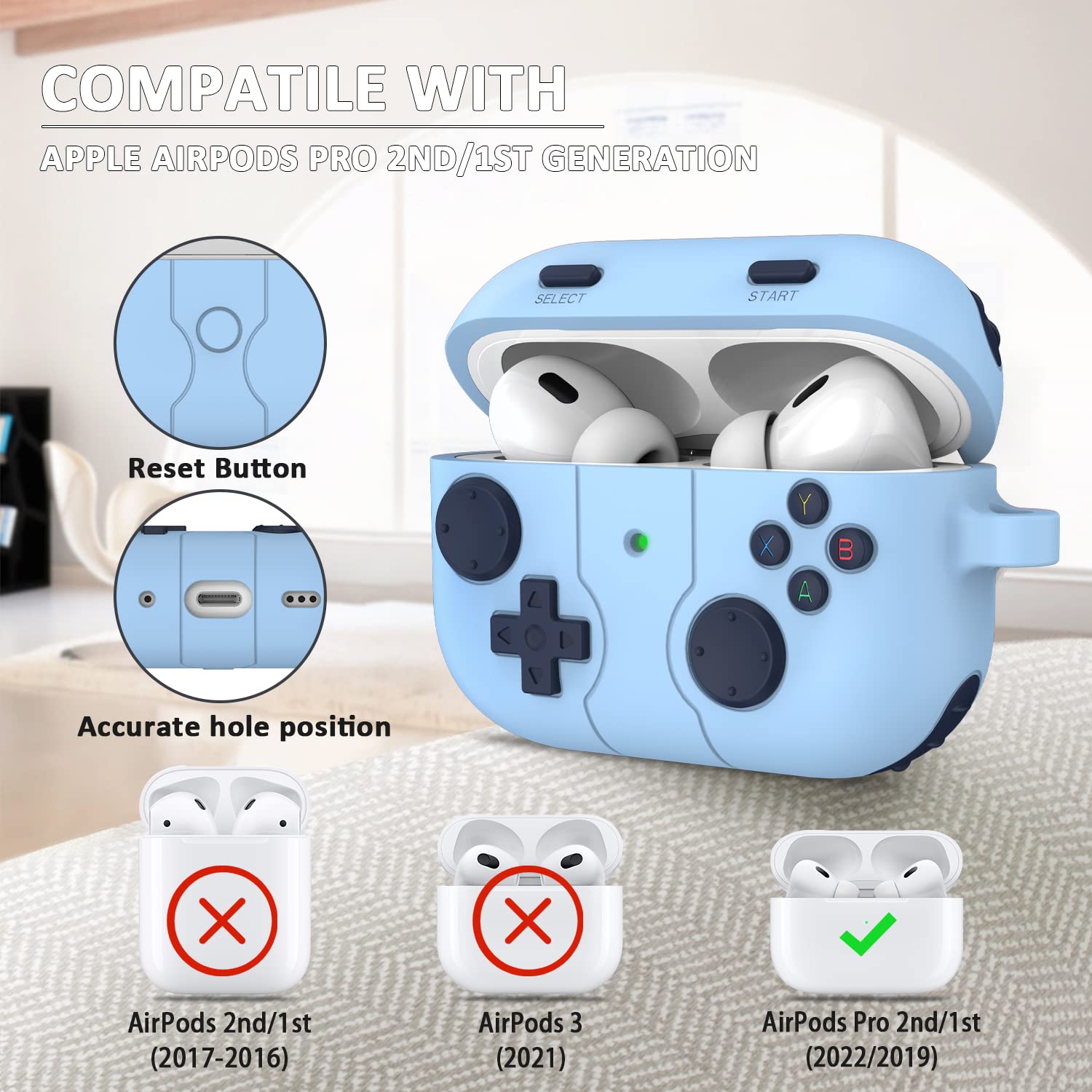3 Stück AirPods Pro 2 Hüllen – Lustiges 3D Game-Controller-Design, Aus Weichem Silikon, Mit Schlüsselanhänger, Ladekompatibel