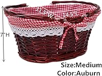 Vista 2 de OYPEIP Cesta de mimbre ovalada con asas dobles abatibles y forro extraíble, para regalos o picnic