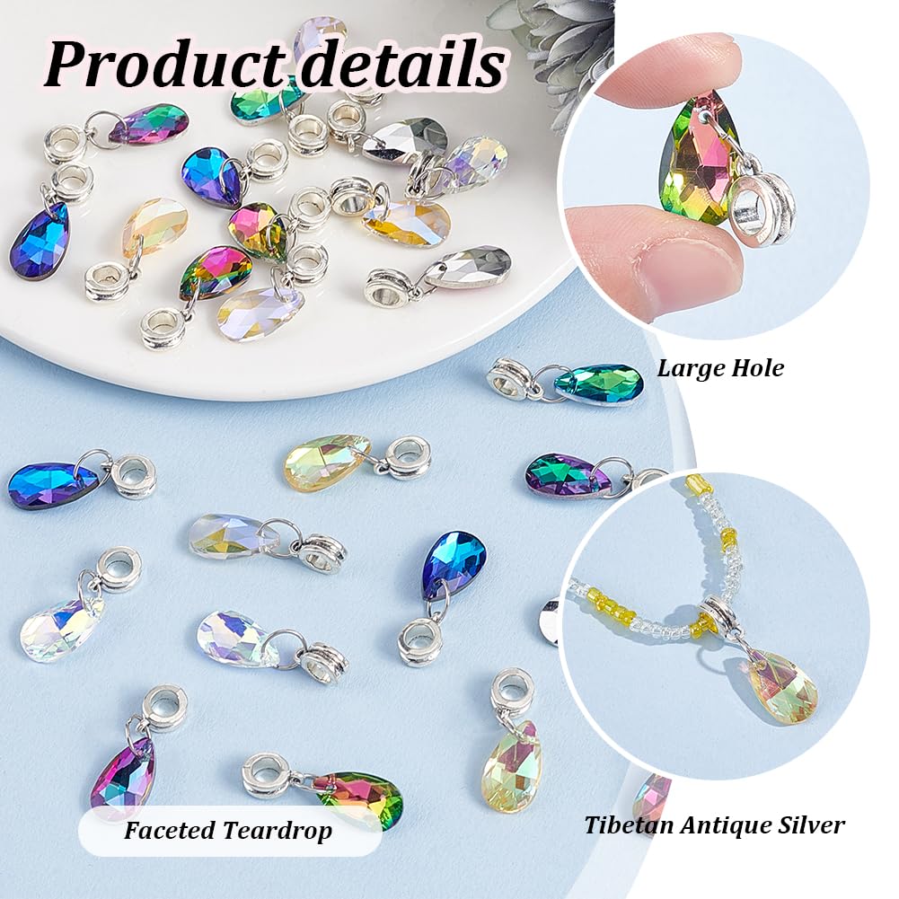 PH PandaHall Lot De 64 Pendentifs En Forme De Goutte D'eau - 4 Tailles - Breloques En Perles D'imitation Avec Boucles - Pendentifs En Perles Blanches Pour Boucles D'oreilles, Colliers, Bracelets