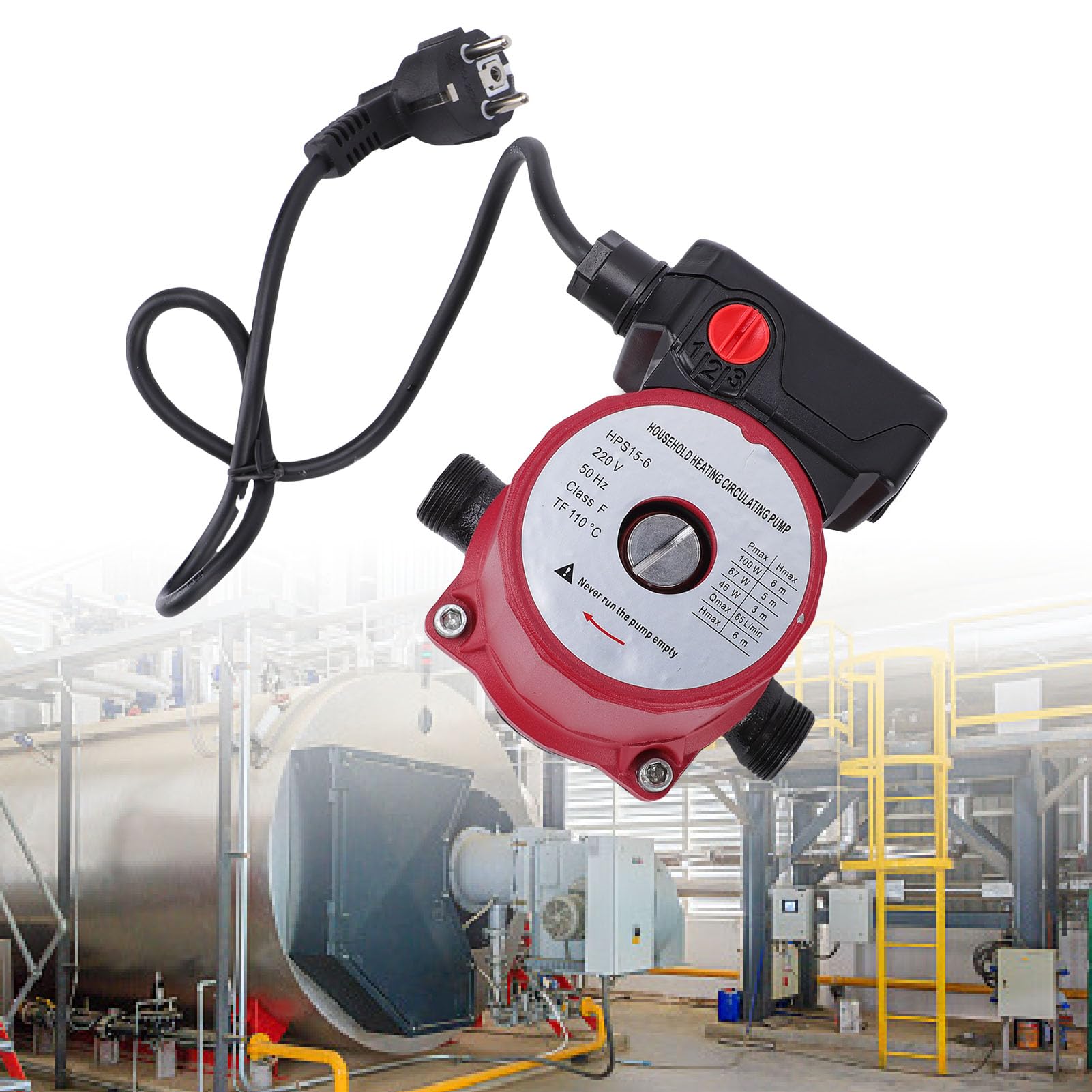 Pompa di Ricircolo Acqua Calda Pompa di Circolazione Schermata in Ghisa 3 velocità 46W 67W 100W 65L Min Testa 6m NPT Tubo da 1 Pollice per di Riscaldamento Scaldabagno (Spina europea 220 V)