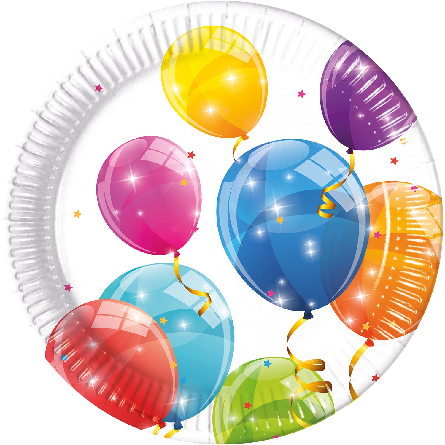 Procos 93427 Party Plates Sparkling Balloons Size 23 cm Pack of 8 Disposable Paper Plates Children's Birthday Party Tableware FSC