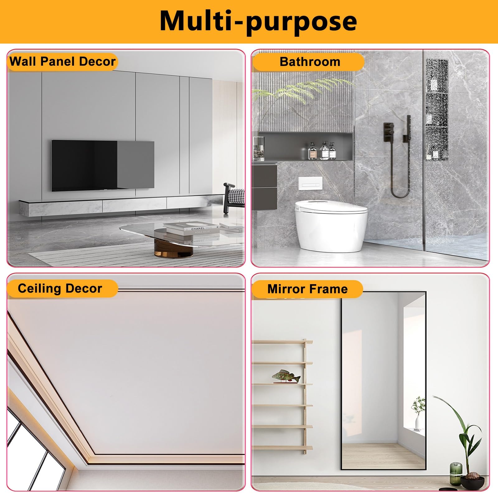 Cabinas de ducha de panel fijo con canal en U para vidrio de 6 a 12 mm de grosor, inserciones de puerta de partición de balcón, baño, cocina, perfil de montaje en suelo, paquete de 10