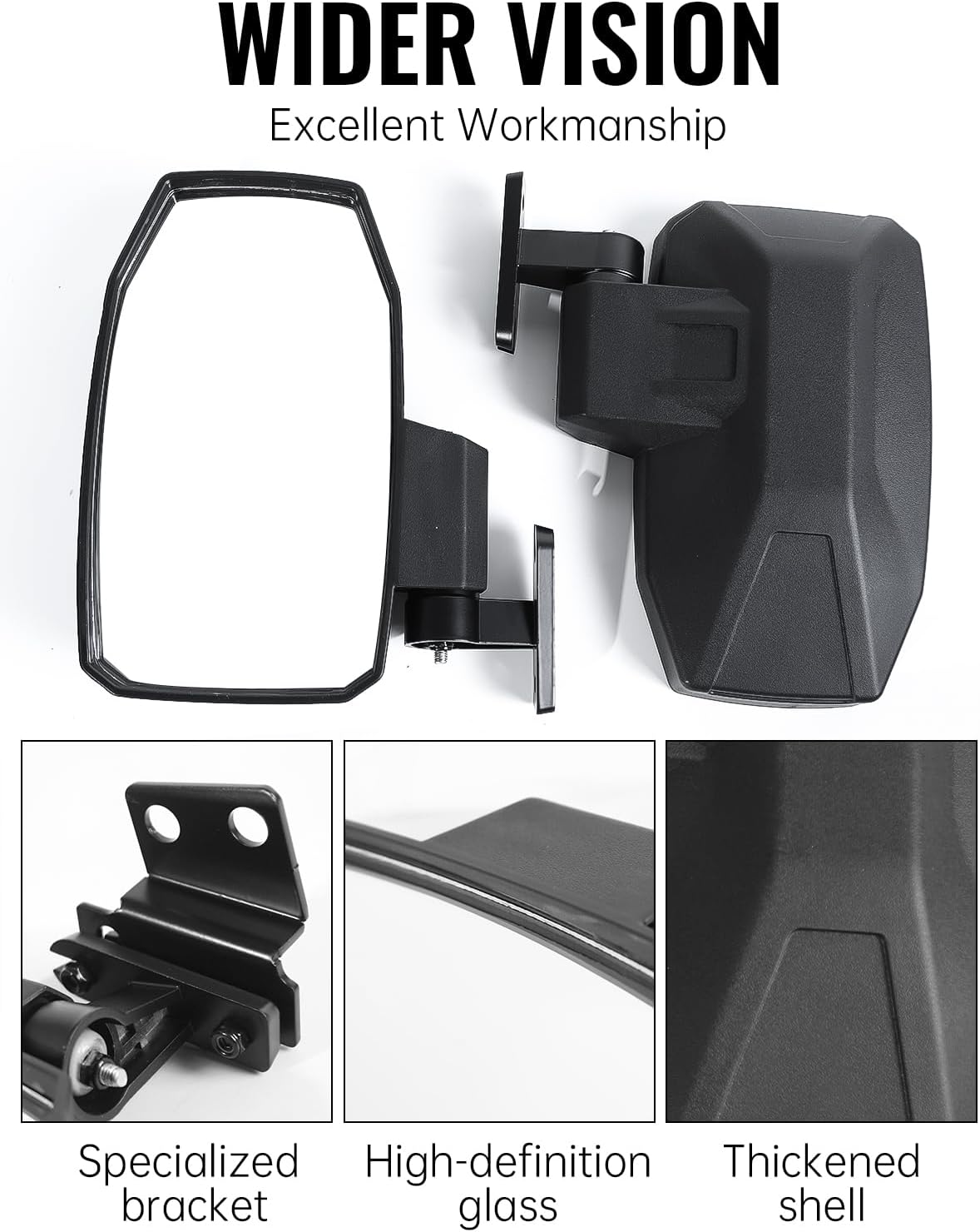 Adjustable Side Rearview Mirrors for Honda Pioneer 1000, UTV Foldable Side Mirror High-definition Rear View Mirror with Bracket for Honda Pioneer 1000-3 1000-5 1000-6 2016-2025 Accessories