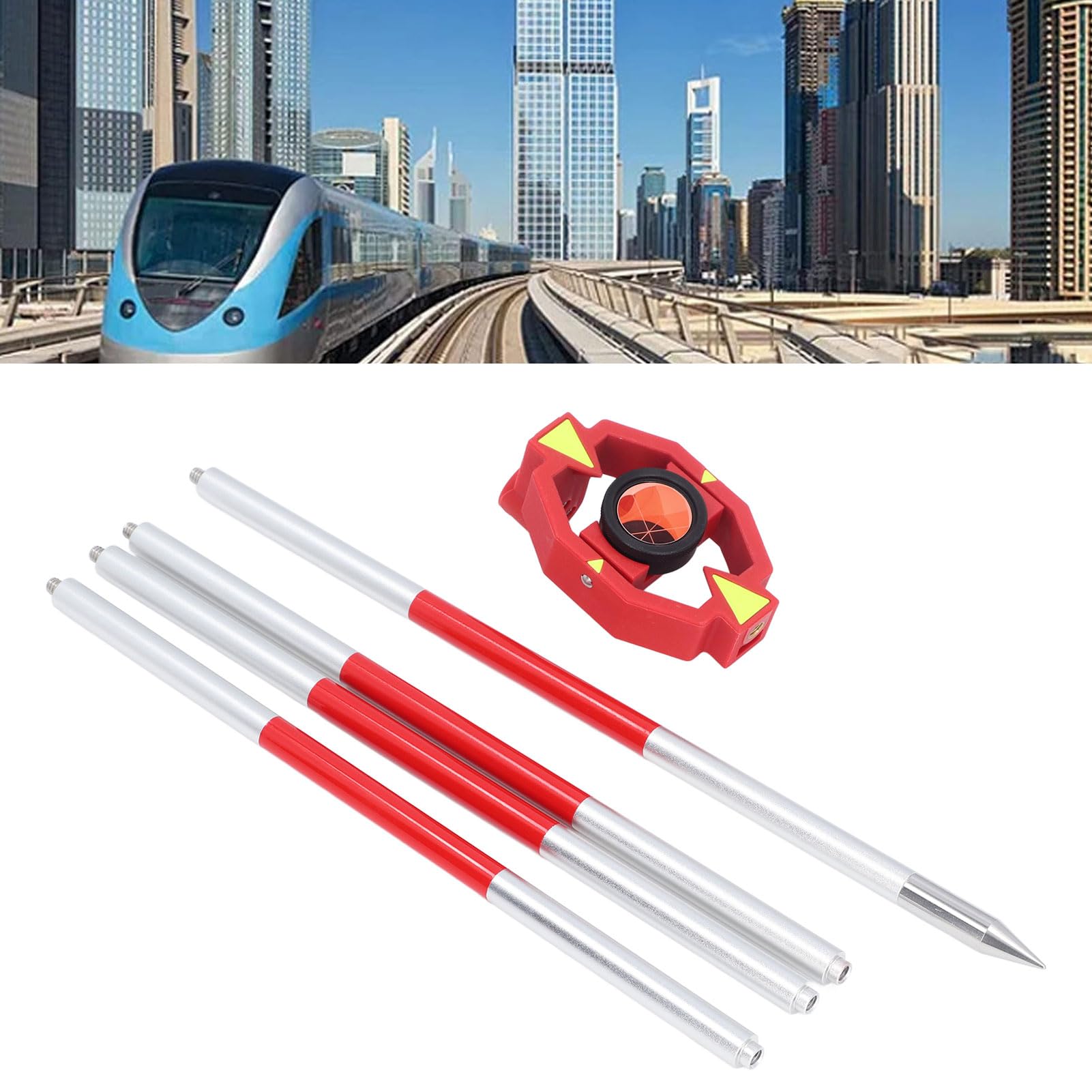 Kit Mini Asta Prisma Diametro Effettivo 25,4 Mm Prisma Topografico Stazione Totale Costante 17,5 Mm per Strumenti di Misurazione