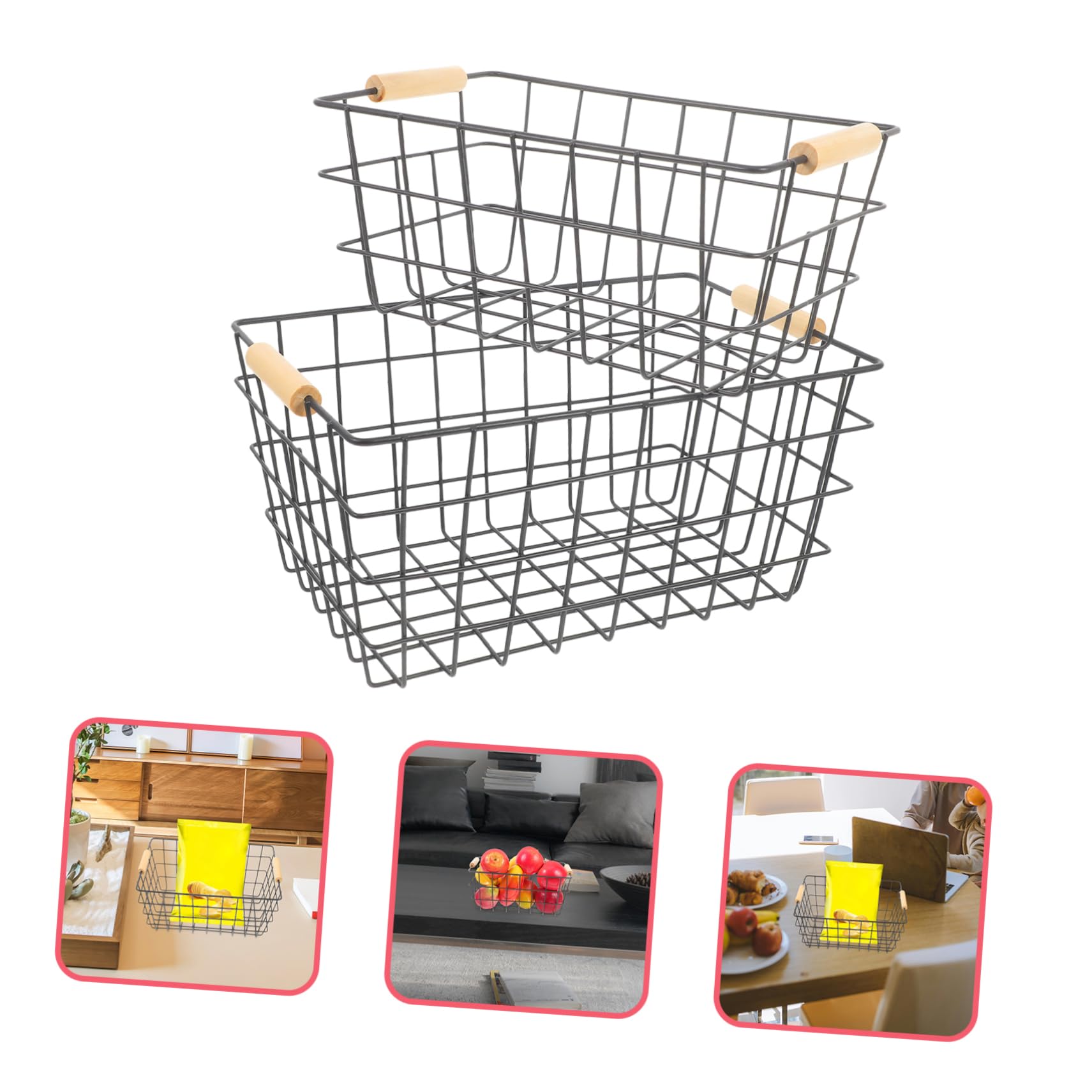 SOLUSTRE Wire Baskets for Storage Snack Basket Organizer Fruit Storage Stylish Iron Art Random