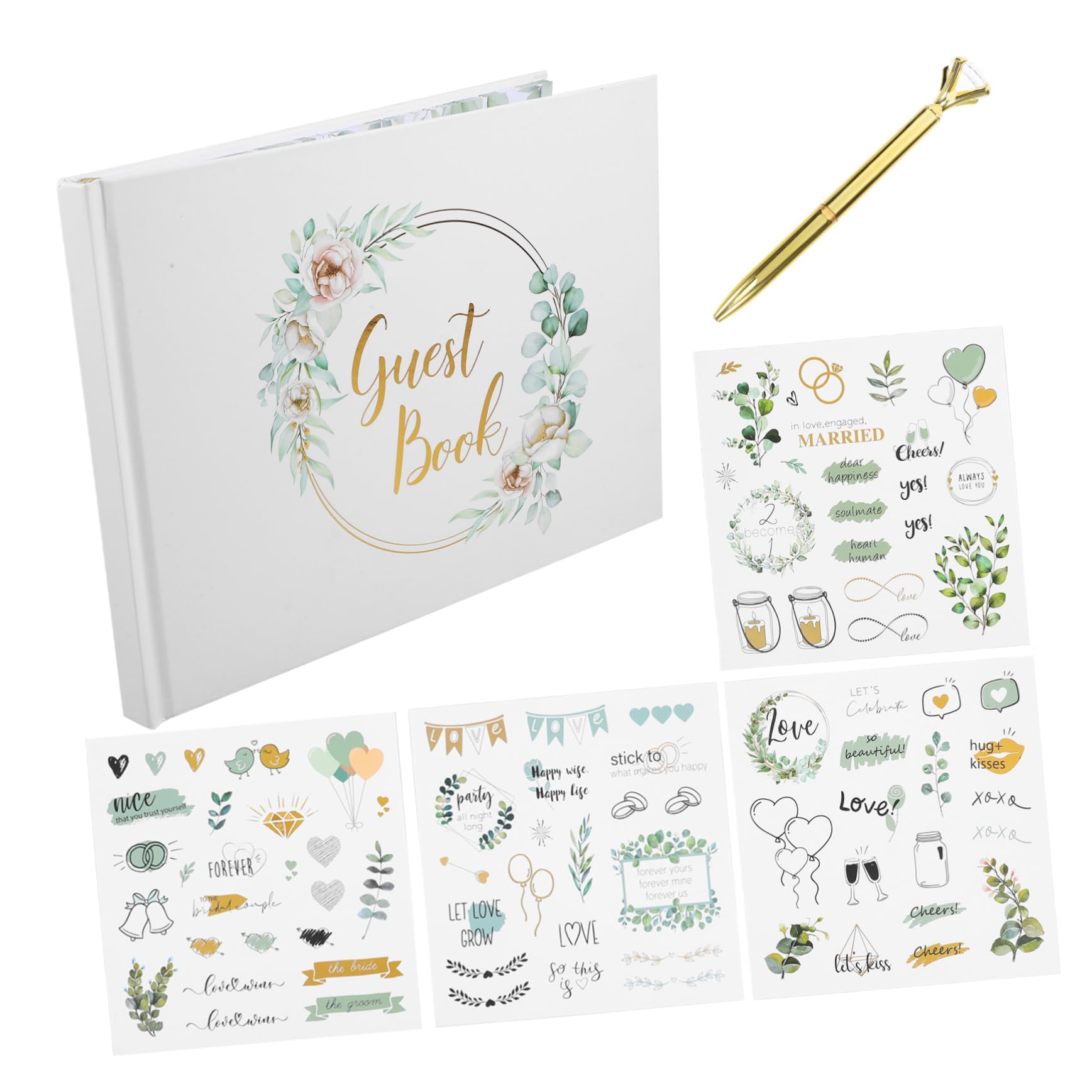NUOBESTY Elegante Libro Degli Ospiti Per Matrimonio Libro Degli Ospiti Per Matrimonio Cartello Con Decorazioni Per Matrimonio