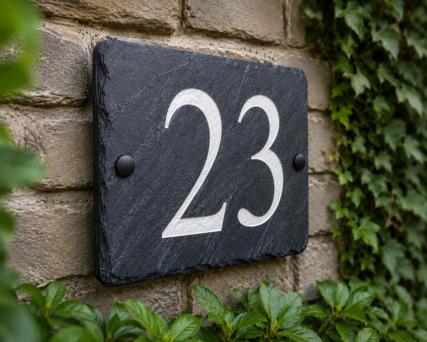 Personalised Slate House Number Sign 25cm x 20cm – Engraved Natural Slate