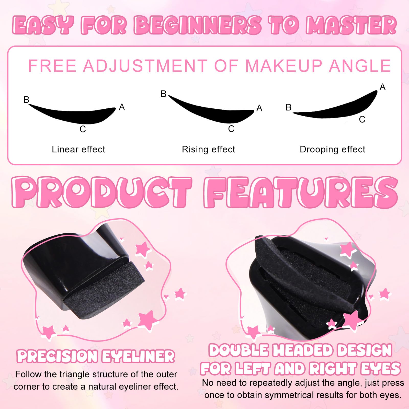 2 x dwustronny eyeliner, obrotowy eyeliner, odporny na plamy, szybkoschnący, naturalny i trwały, wodoodporny, na imprezy, podróże, dni robocze, wesela (czarno-brązowy)