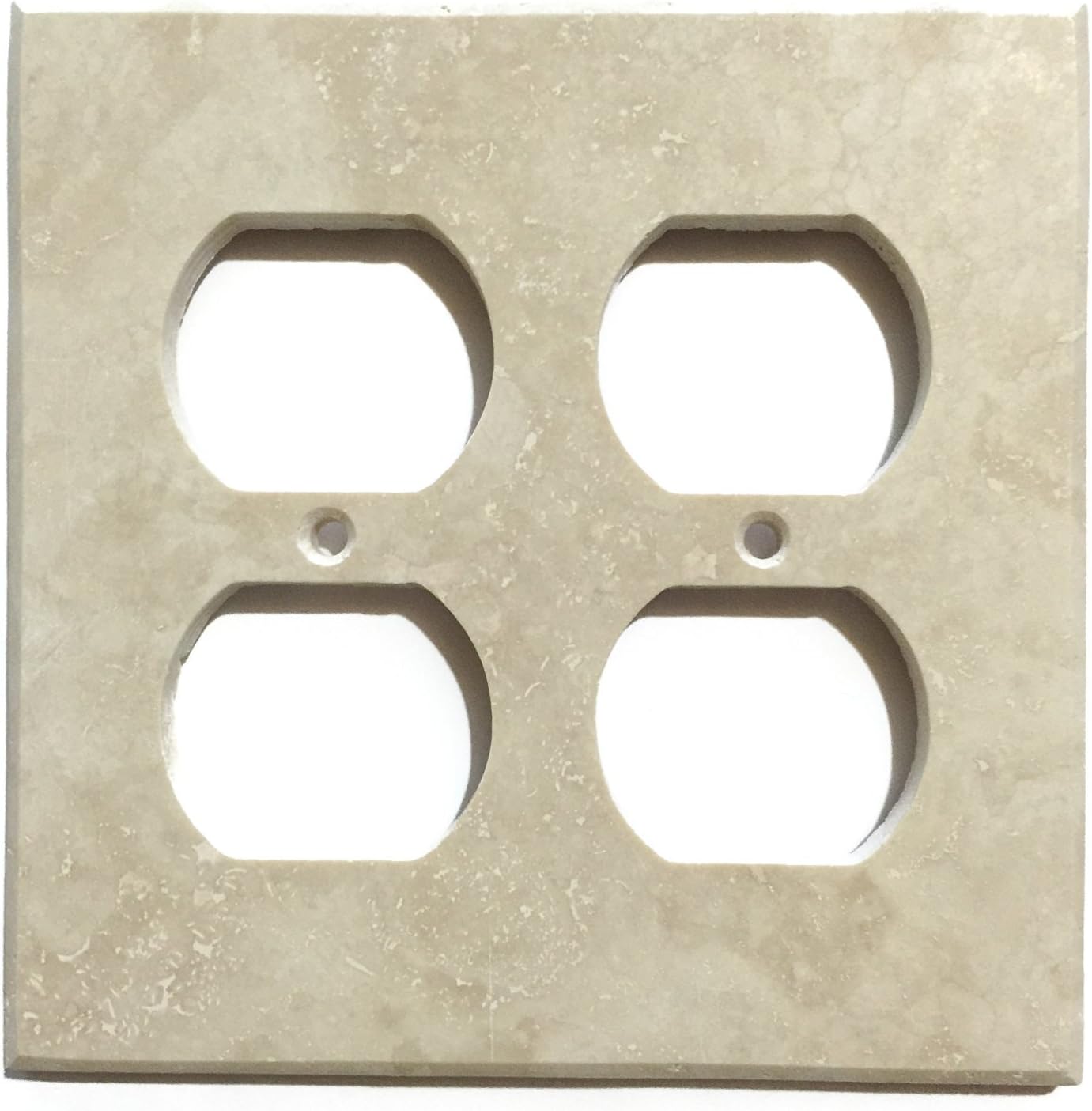 Turkish Ivory Travertine Real Stone Switch Plate Cover, Honed-2 Duplex