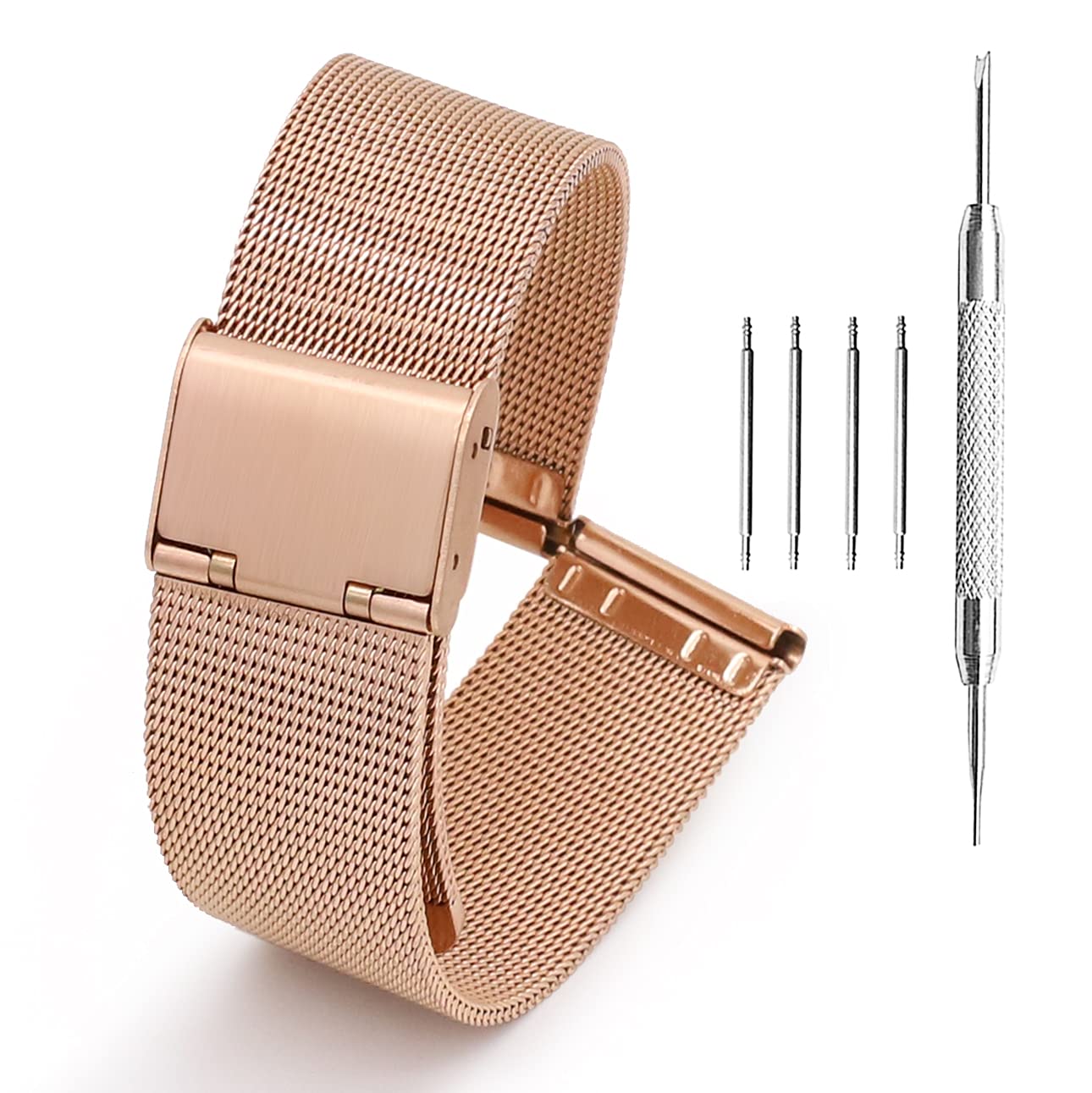 AdallorSmart Watch Strap 20 mm, 22 mm, 18 mm, 24 mm, 16 mm, 14 mm, 12 mm, 10 mm | Watch Strap for Men and Women, Metal Watch Bands with Tools and Spring Bar,