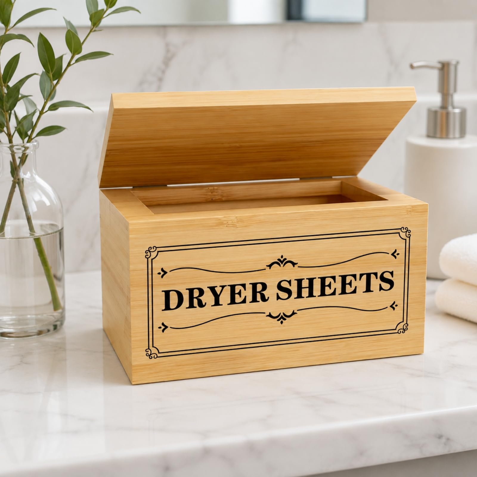 Desktop-Aufbewahrungsbox aus Massiv multifunktional dekorative Aufbewahrungsbox mit Druckschrift niedrig box mit Klappdeckel für Waschküche,