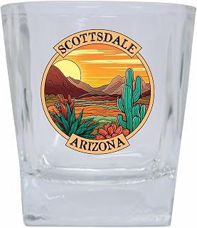 R and R Imports Scottsdale Arizona Design A Souvenir 10 oz Whiskey Glass Rocks Glass 2-Pack