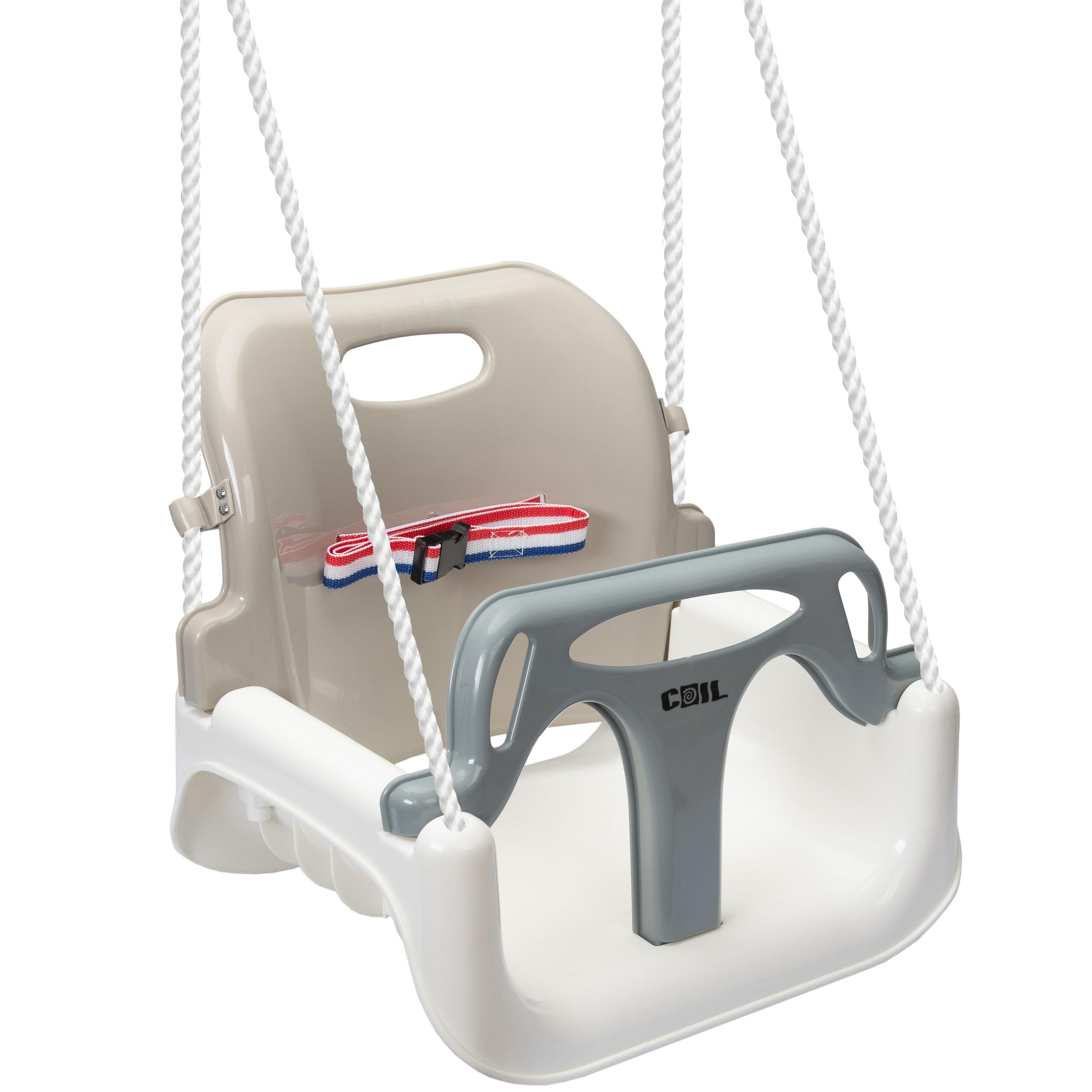 COIL Altalena per Bambini Outdoor 3-in-1, Altalena per Bambini Regolabile, con Schienale, Altalena per Bambini per Interni, Seggiolino per Altalena per Bambini, Altalena per Bambini (Beige)