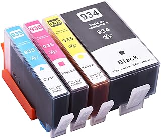 Kiboule Substituição de cartucho de tinta compatível para 934 935 934XL 935XL de alto rendimento Compatível com HP Officejet Pro 6230 6830 6835 Officejet 6815 6812 6820 4-Pack (1 preto, 1 ciano, 1 ma