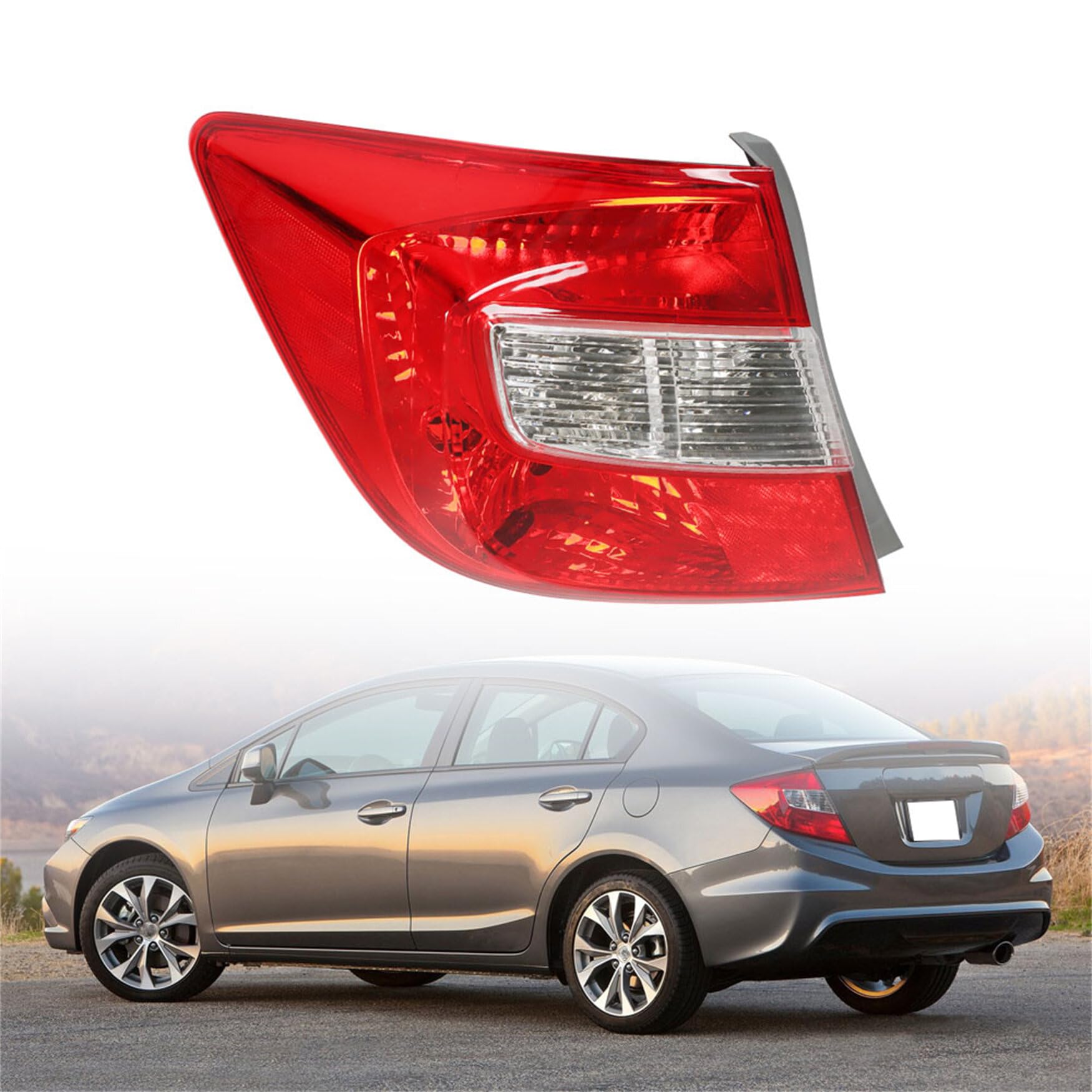 WFLNHB Left Side Tail Light Replacement for Honda Civic Sedan 2012 Driver Side Rear Brake Lamp HO2800180 33550-TR0-A01