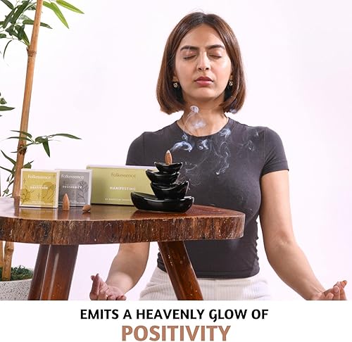 Miniatura 7 de Folkulture Conos de incienso de reflujo para cascada, juego de 6 conos de incienso en cascada perfumados  incienso, café arábica, brisa de agua,