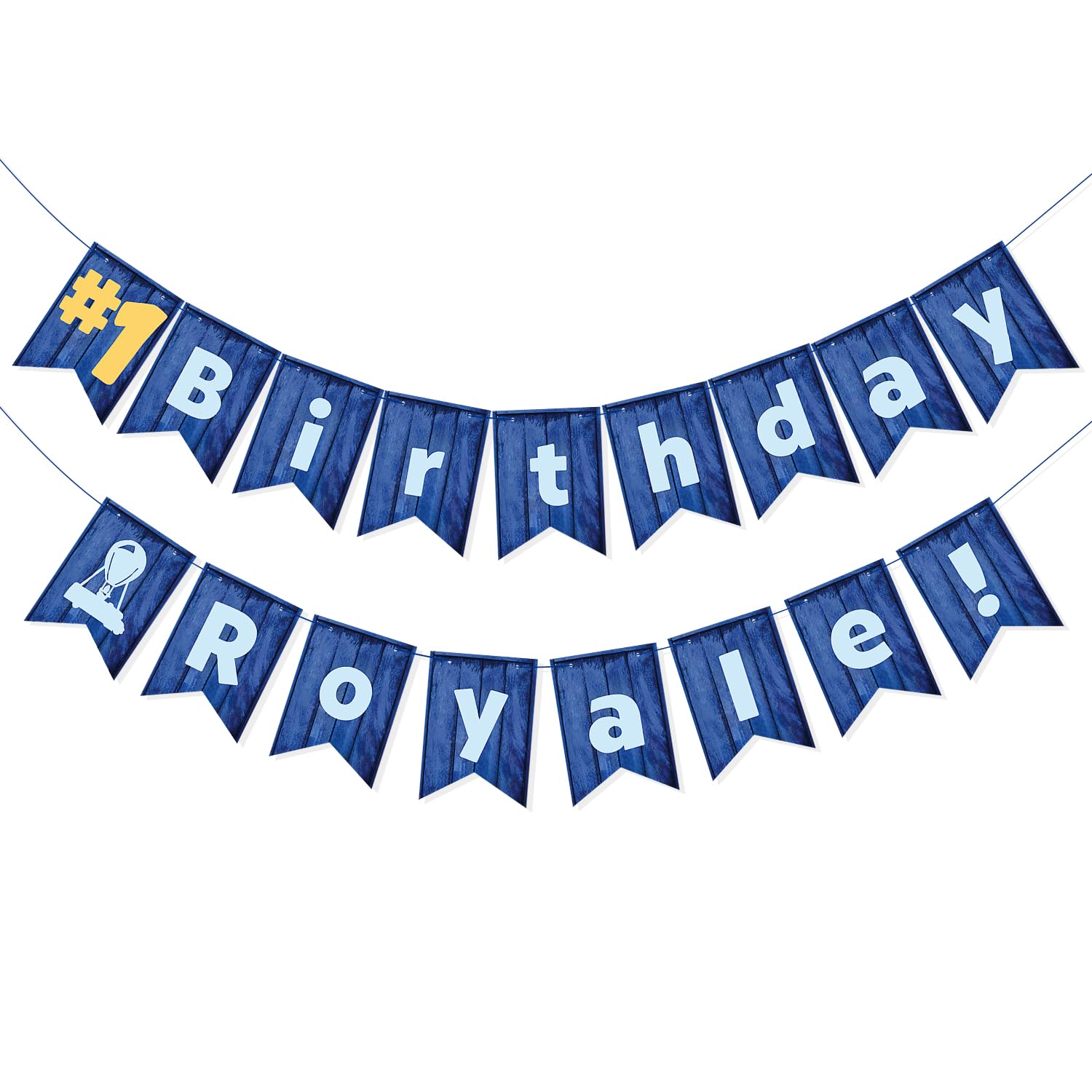 Pre-strung Video Game Theme Birthday Banner for Boys Girls #1 Victory Royale Inspired Happy Birthday Decorations Blue Supply Drop Pattern