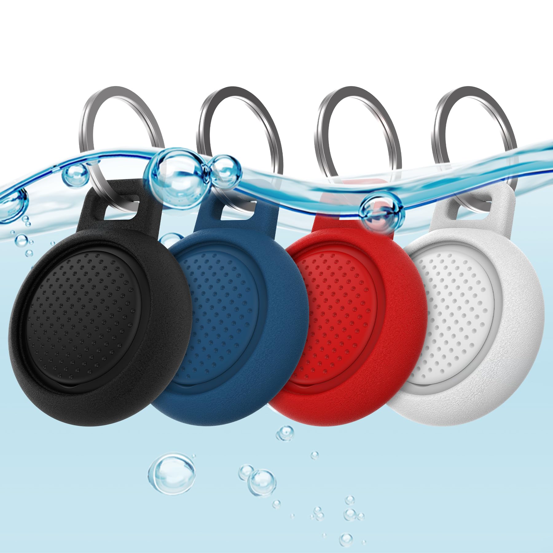 Waterproof Airtag Keychain Holder [4 Pack], Airtag Holder for Key, Backpack, Luggage, 4 Colors