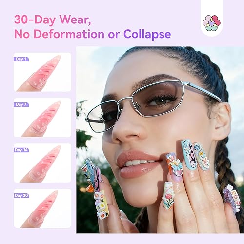 Miniatura 7 de SAVILAND Gel de uñas sólido antiadherente avanzado transparente y blanco para esculpir instantáneamente 3D, gel para esculpir uñas con polvo de cromo