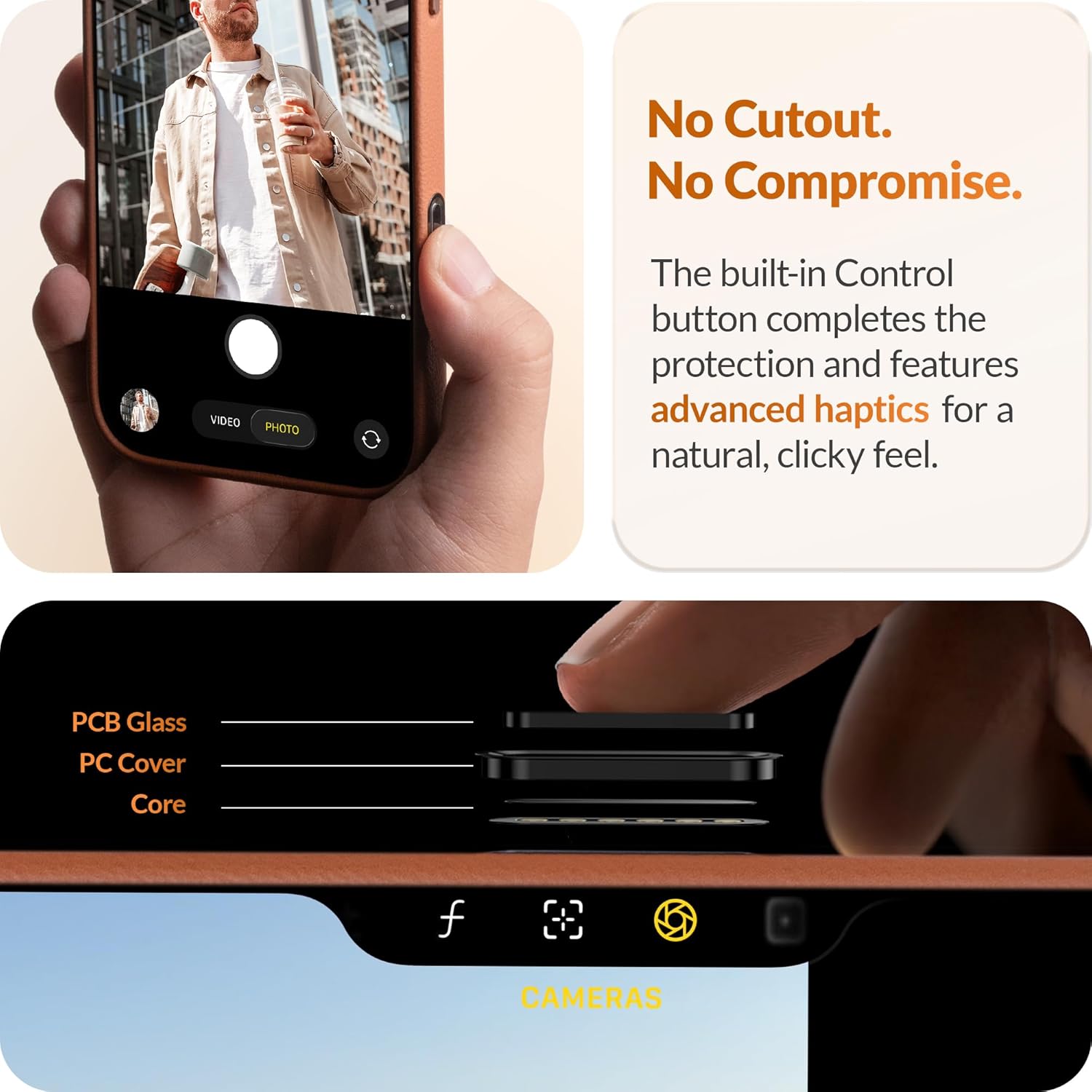 LONLI Classic | Gold-Rated Leather - European Genuine Vele Leather Case for iPhone 17 Pro - [Built-in Camera Control and Compatible with Magsafe] - Brown - Image 3