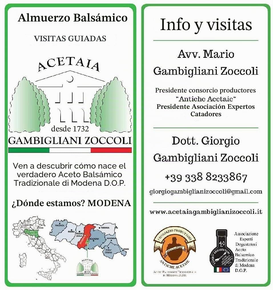Acetaia Gambigliani Zoccoli - Vinagre Balsàmico Tradicional de Modena certificado D.O.P. mayores de 25 anos de envejecimiento