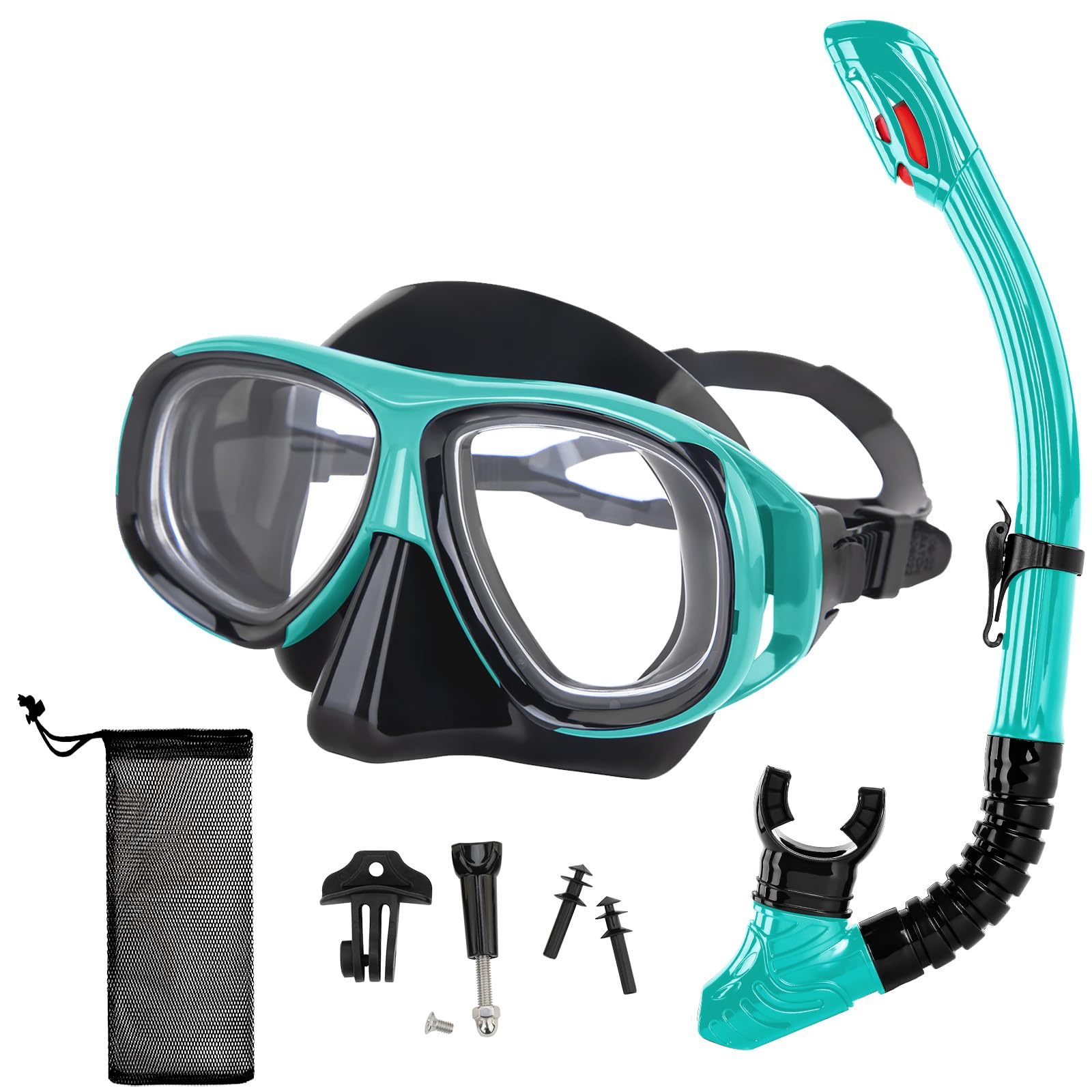 Snorkeling Gear for Adults Youth, Nearsighted Anti-Fog Diving Mask & Silicone Dry Snorkel for Scuba Diving, Spearfishing, Freediving