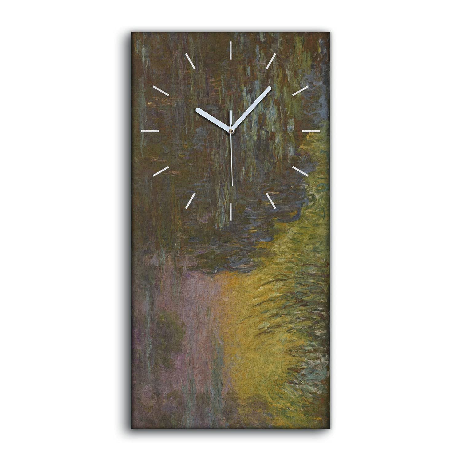 Horloge sur Toile Silencieuse pour Chambre Art Mural Nénuphars 30x60cm