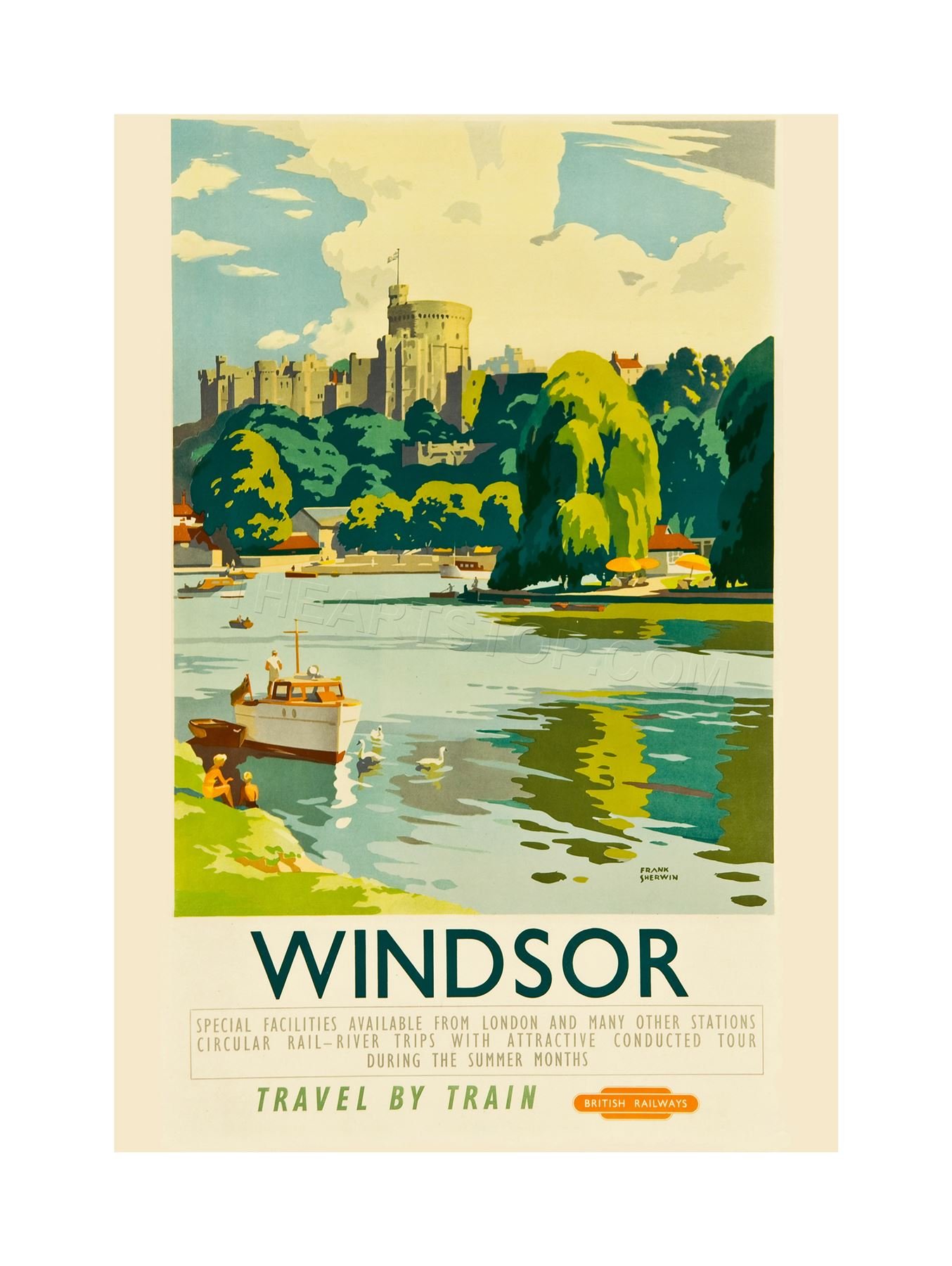 Wee Blue CooTravel Windsor Castle Thames River Boat Royal Seat UK Wall Art Print