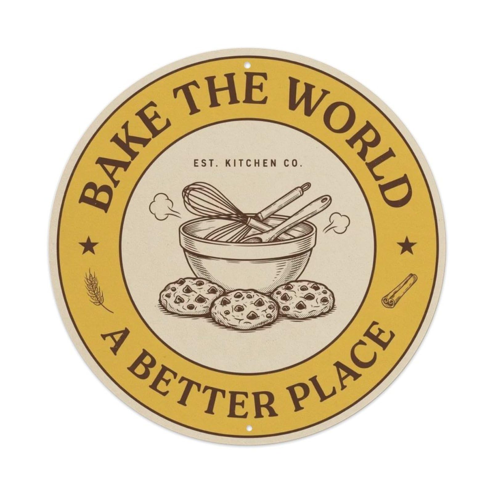 Bake The World A Better Metal Tin Sign Plaque
