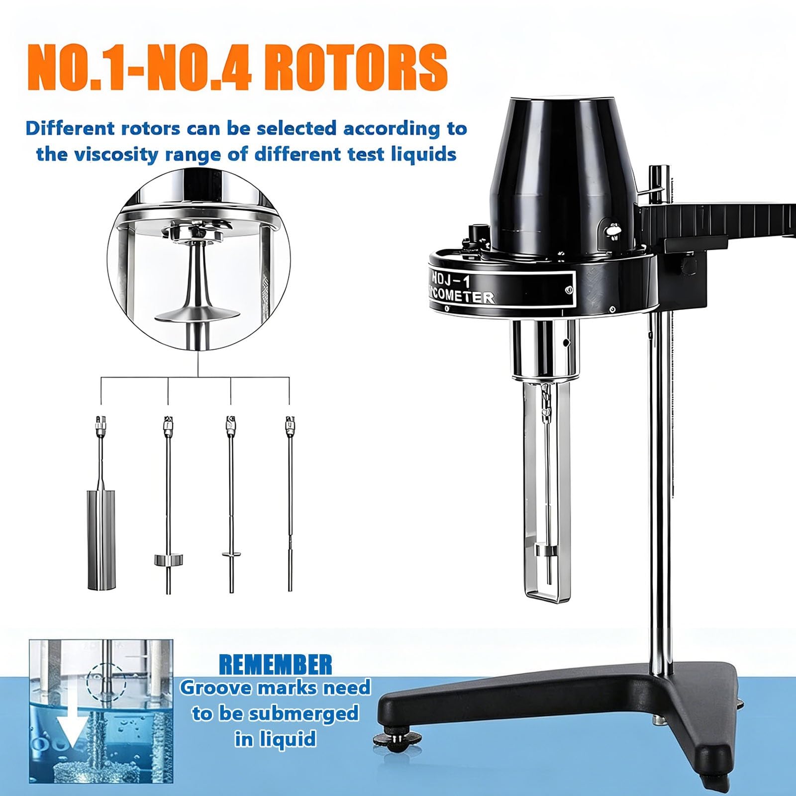 Viscosímetro rotacional digital de alta precisión de ±5%, viscosímetro rotacional de laboratorio con 4 rotores, 10-100 000 mPa·s. Viscosímetro de líquidos para pinturas, adhesivos, cosméticos y grasas