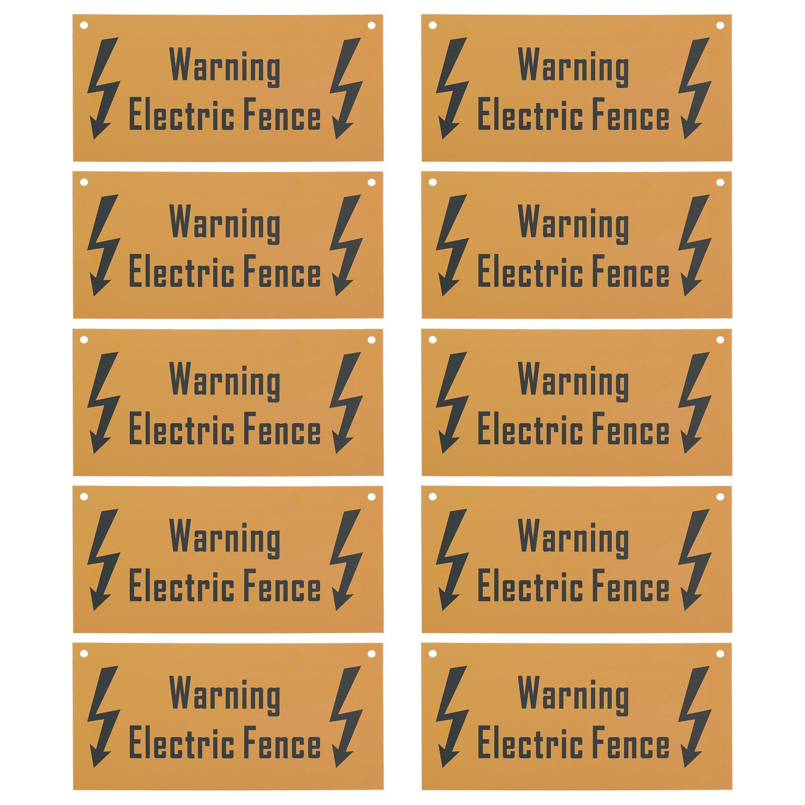 Vgol Orange 10Pcs English Warning Electric Fence Signs 200X100mm Plastic Safety Signs For Wall Fence Farmhouse Farm Large