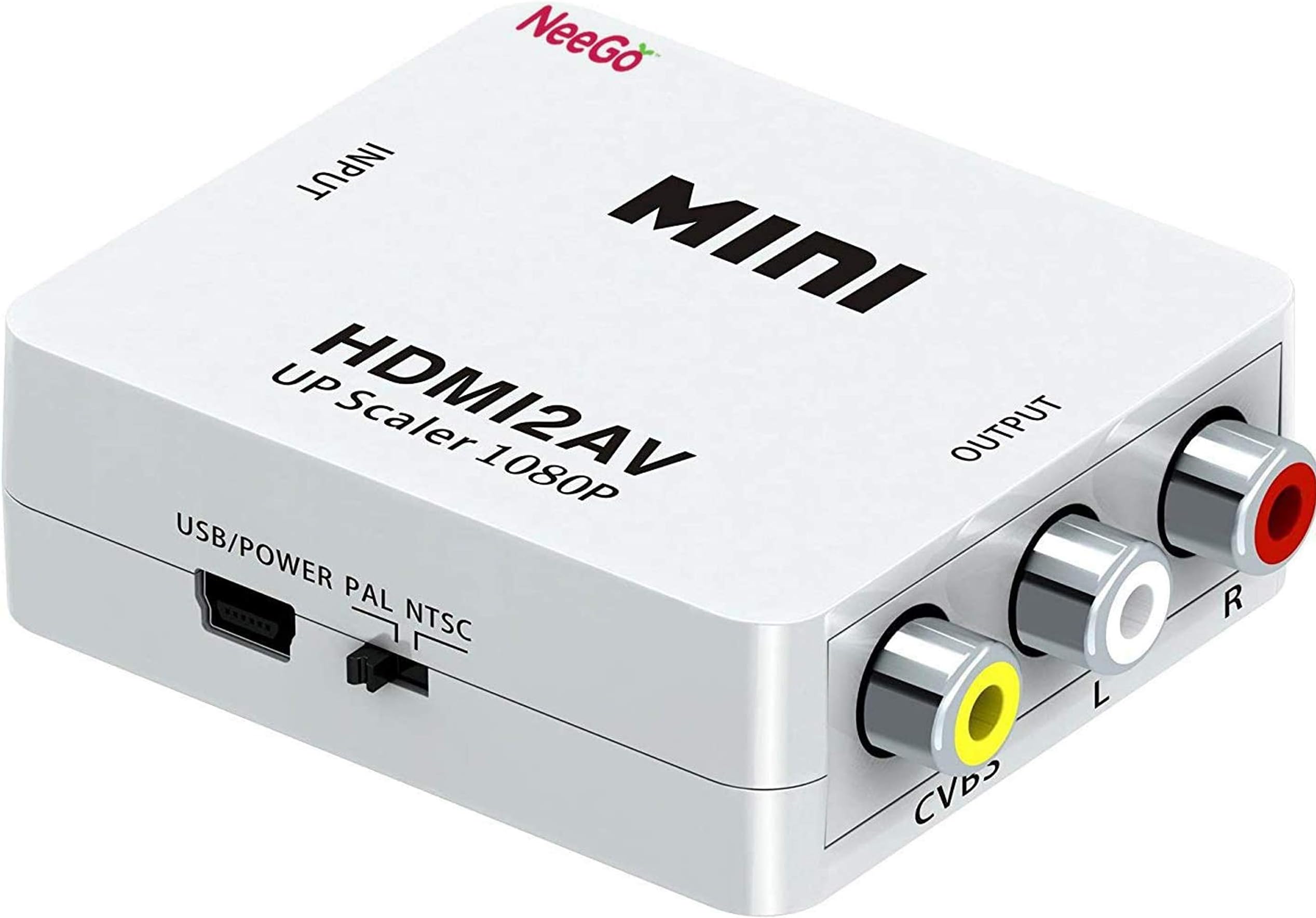 HDMI to RCA Converter, 1080p HDMI to AV Composite Adapter Supporting PAL/NTSC for Amazon Fire TV Stick, Roku, Chromecast, Apple TV, PC, Laptop, Xbox, HDTV, DVD -Includes USB Charging Cable