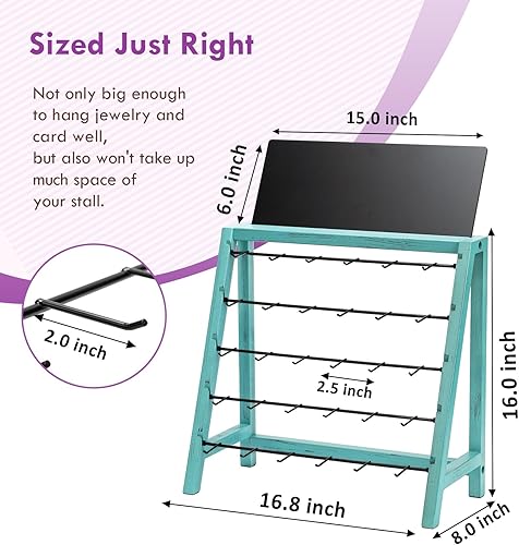 Vista 7 de Poyilooo Soportes de exhibición de pendientes para la venta, exhibición de joyería de madera real para vendedores de venta con tablero